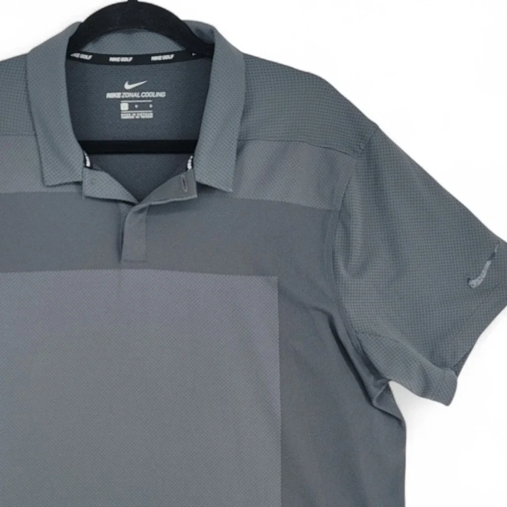 Nike‎ Golf Mens Large Gray Zonal Cooling Dri Fit Polo Shirt Athletic Golfing
